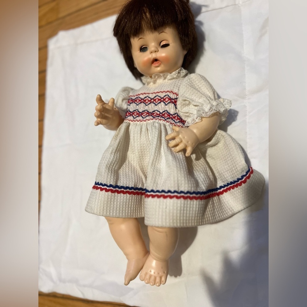 Vintage 1968 Affanbee Doll Rare Brown Hair Red Cheeks 18” Long - Picture 4 of 8